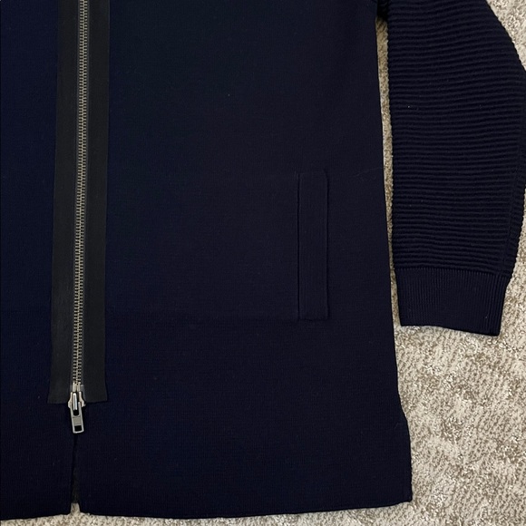 J.Crew Collection Women’s Wool Navy Double-Zip Ribbed Sweater-Jacket - Picture 5 of 12